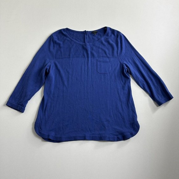 Talbots Womens Size Large Blue Long Sleeve‎ Shirt Front Pockets - Picture 1 of 9